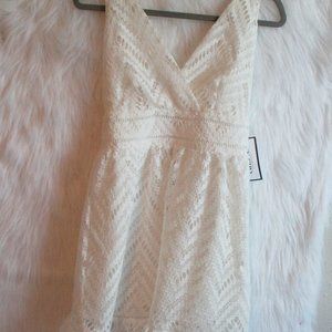 SugarLips Size XS All My Love Dress White Lace Cameo Lined V Neck Sleeveless